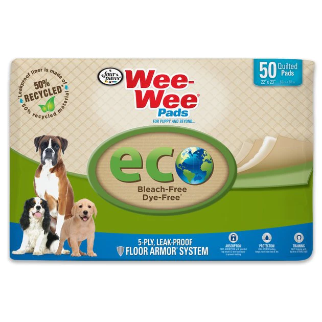 Wee-Wee Eco-Friendly Dog Training Pads, 22 x 23-in, Unscented 3 Wee-Wee Eco-Friendly Dog Training Pads, 22 x 23-in, Unscented