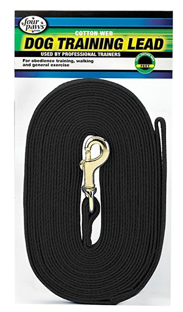 Four Paws Cotton Web Training Dog Lead, Black 3 Four Paws Cotton Web Training Dog Lead, Black