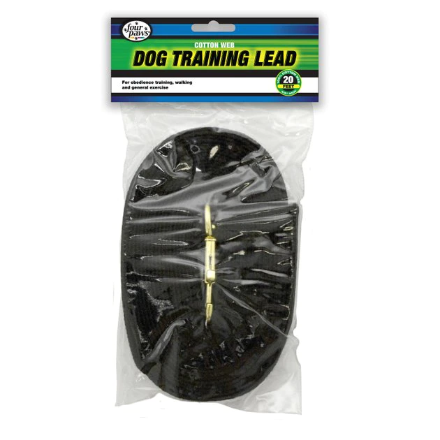 Four Paws Cotton Web Training Dog Lead, Black 4 Four Paws Cotton Web Training Dog Lead, Black - Image 2
