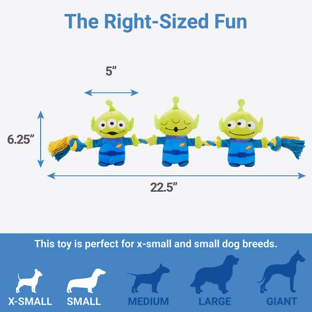 Pixar Aliens Plush with Rope Squeaky Dog Toy 4 Pixar Aliens Plush with Rope Squeaky Dog Toy - Image 2