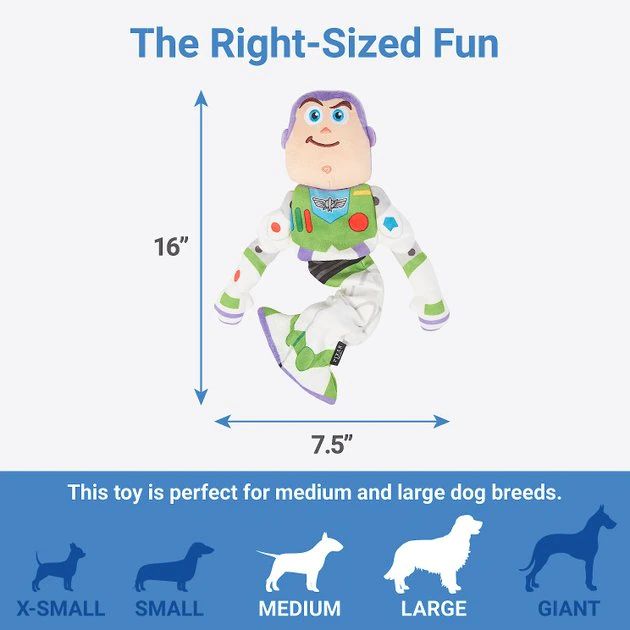 Pixar Buzz Lightyear Bungee Plush Squeaky Dog Toy 4 Pixar Buzz Lightyear Bungee Plush Squeaky Dog Toy - Image 2