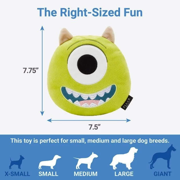 Pixar Mike Wazowski Round Plush Squeaky Dog Toy 4 Pixar Mike Wazowski Round Plush Squeaky Dog Toy - Image 2