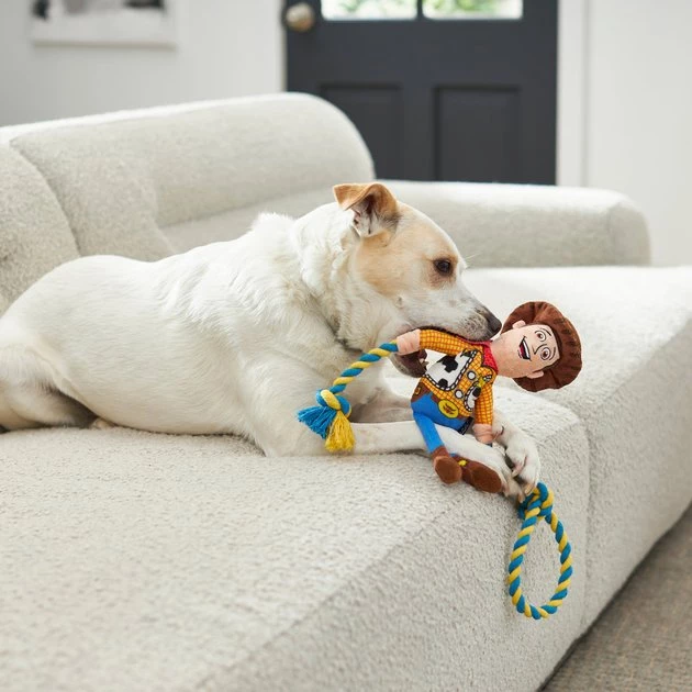 Pixar Woody Plush with Rope Squeaky Dog Toy 4 Pixar Woody Plush with Rope Squeaky Dog Toy - Image 3