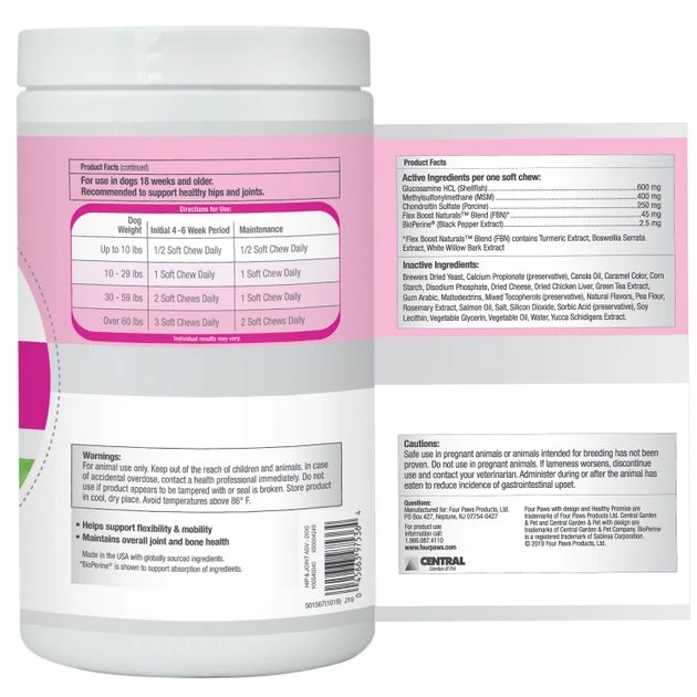 Four Paws Healthy Promise Advanced Formula Hip & Joint Support 7x Superblend Liver Flavor Soft Chews Dog Supplement 4 Four Paws Healthy Promise Advanced Formula Hip & Joint Support 7x Superblend Liver Flavor Soft Chews Dog Supplement - Image 2