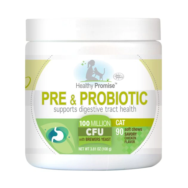 Four Paws Healthy Promise Pre & Probiotics Digestive Tract Health Support Chicken Flavor Soft Chews Cat Supplement, 90 count 3 Four Paws Healthy Promise Pre & Probiotics Digestive Tract Health Support Chicken Flavor Soft Chews Cat Supplement, 90 count