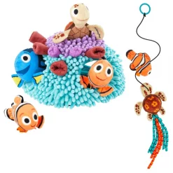 Pixar Finding Nemo's Anemone Hide and Seek Puzzle Plush Squeaky Dog Toy + Nemo & Squirt Bouncy Cat Toy with Catnip