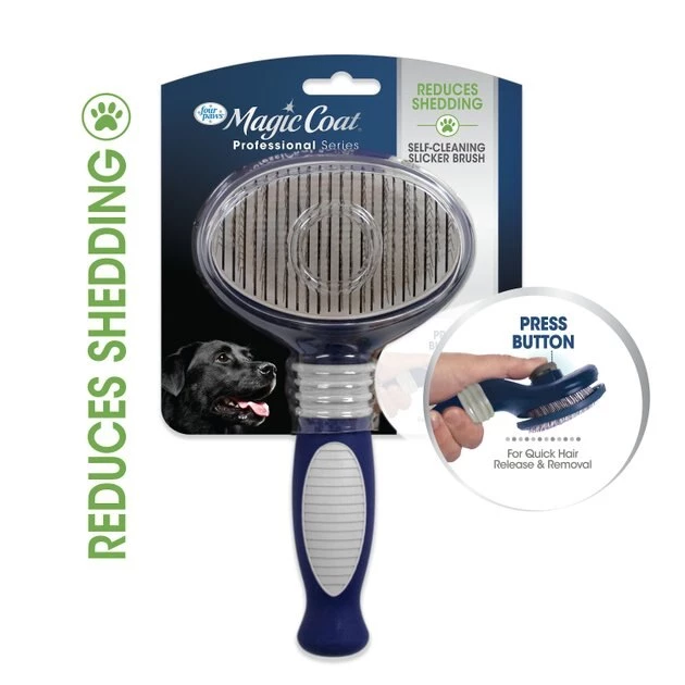 Four Paws Magic Coal Professional Series Self Cleaning Slicker Dog Brush, Blue, Large 5 Four Paws Magic Coal Professional Series Self Cleaning Slicker Dog Brush, Blue, Large - Image 3