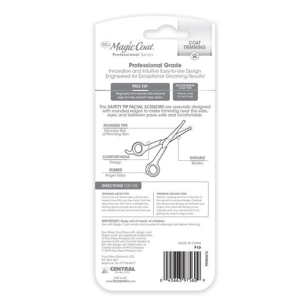 Four Paws Magic Coal Professional Series Ear & Eye Dog Scissors, Blue 4 Four Paws Magic Coal Professional Series Ear & Eye Dog Scissors, Blue - Image 2