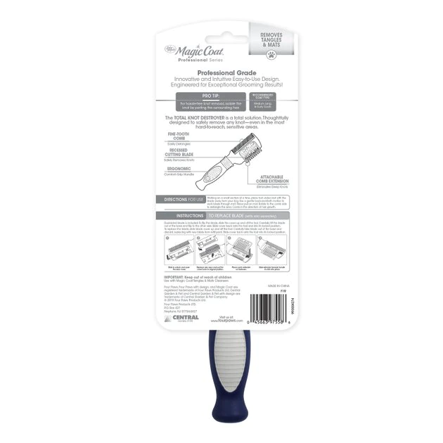 Four Paws Magic Coal Professional Series 3-in-1 Knot Away for Dogs & Cats, Blue 4 Four Paws Magic Coal Professional Series 3-in-1 Knot Away for Dogs & Cats, Blue - Image 2